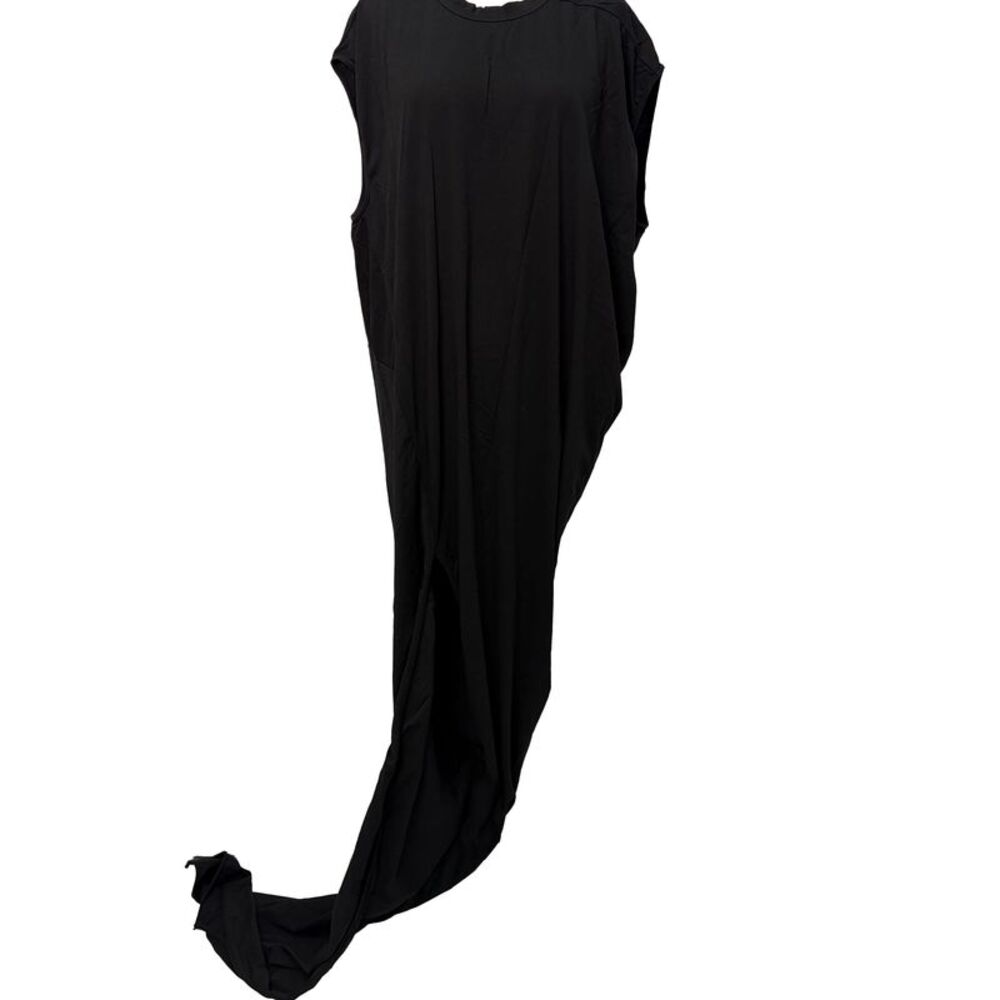 Rick Owens Edfu Crewneck Maxi Dress in Black Cotton